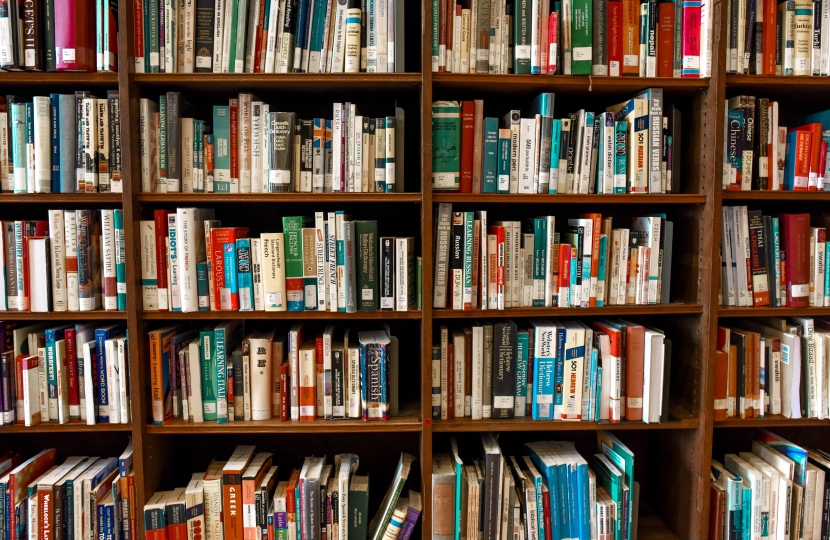 Library of books on shelves