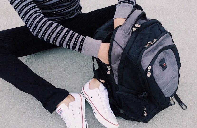 Student with backpack